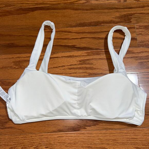 Aerie White Wide Scoop Neck Bikini Top Size Large - Picture 8 of 12